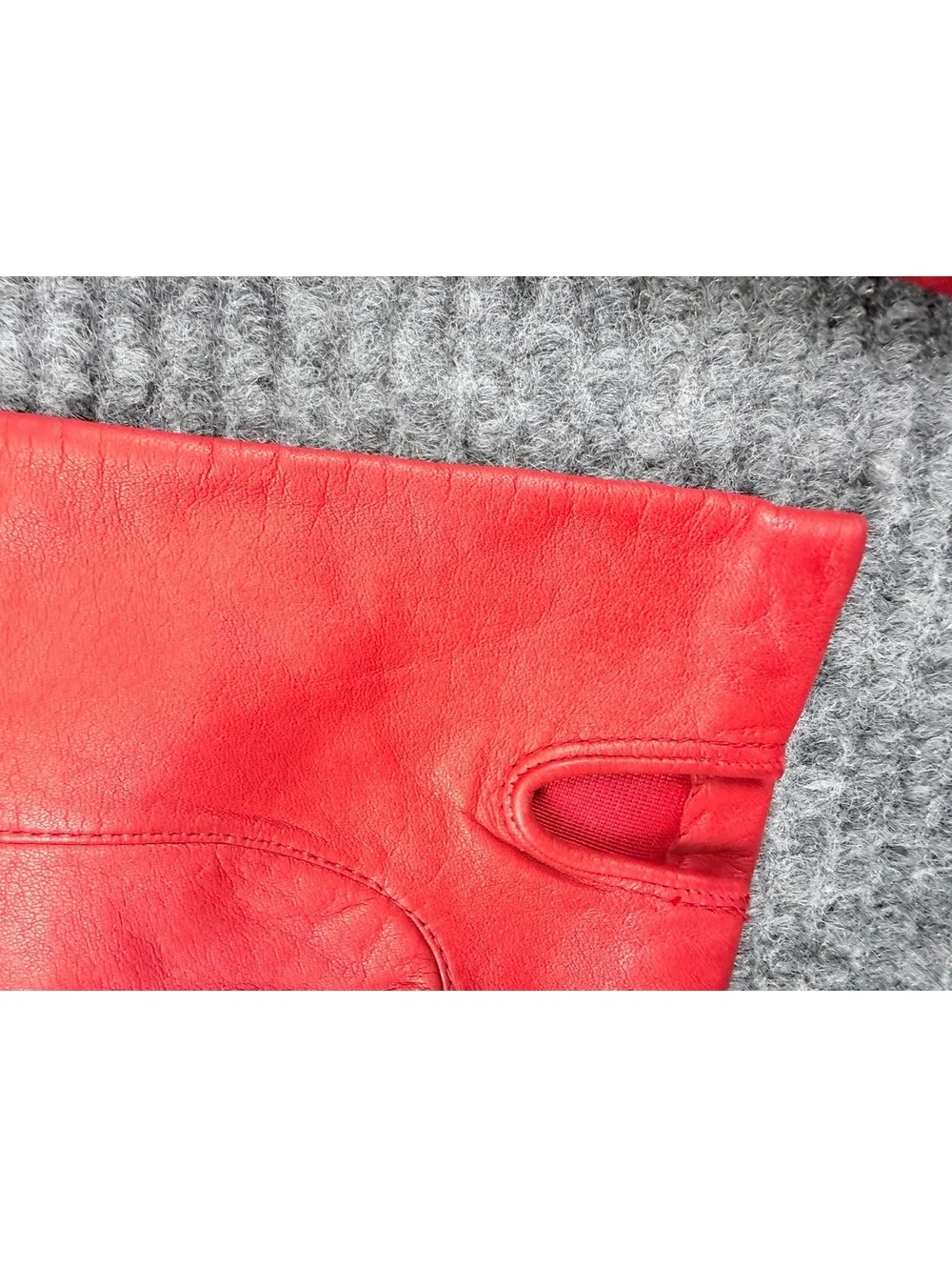 Vintage Red Leather Dress Gloves Size 8 Nylon Lined Women’s